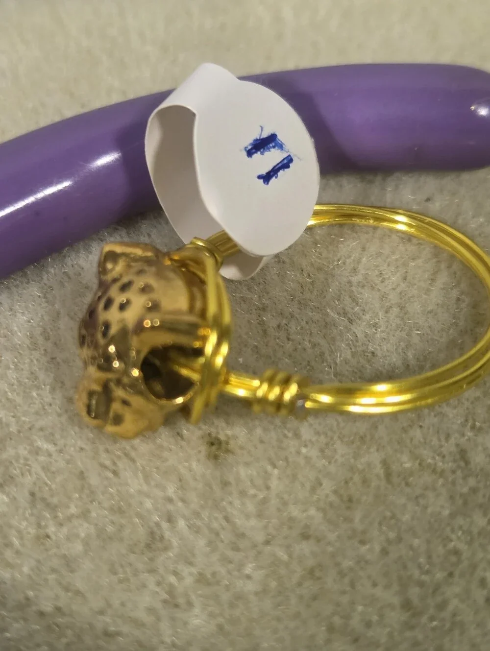 Handcrafted Gold Leopard Head Wire-Wrapped Ring - Men's Jewelry
